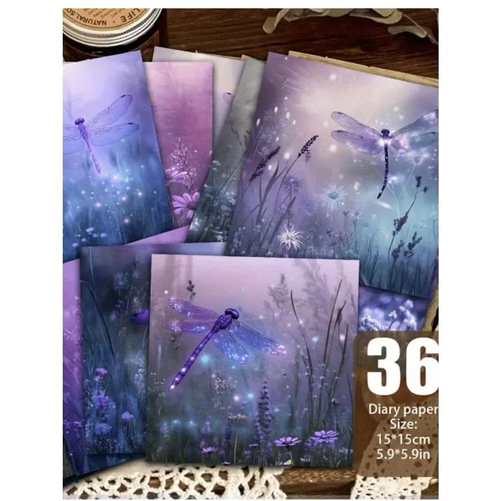 NWT Fantasy Purple Dragonfly Craft Paper 6x6 36 Sheets Scrapbook Journaling
